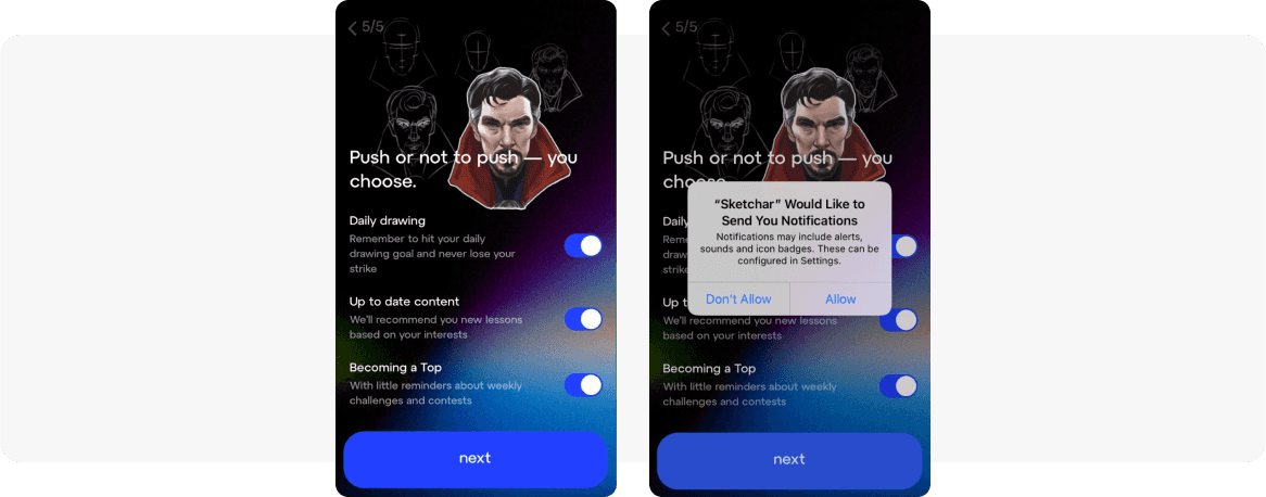 Push notification opt-in request example