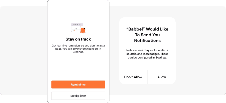 Push notifications opting-in prompt example