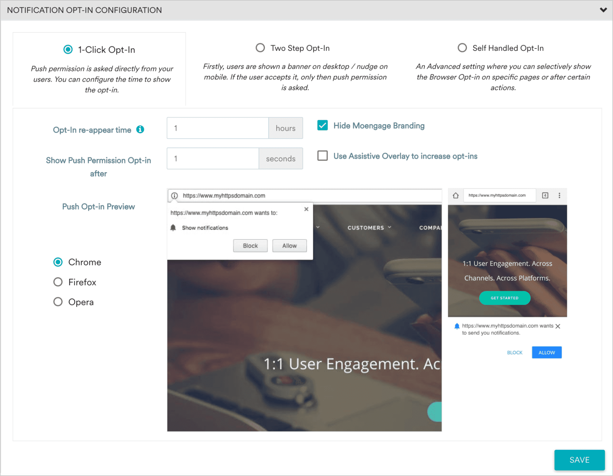 MoEngage web push notification editor