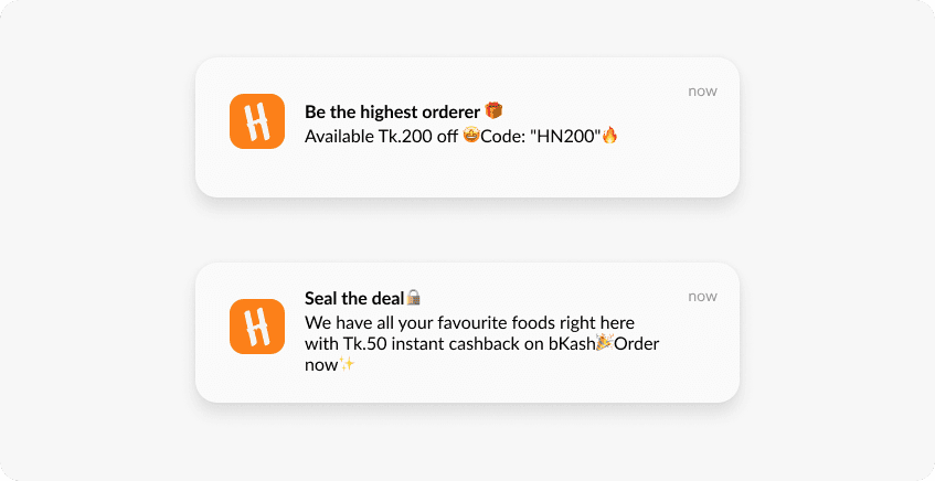 Push notifications in segmented promotional campaigns example
