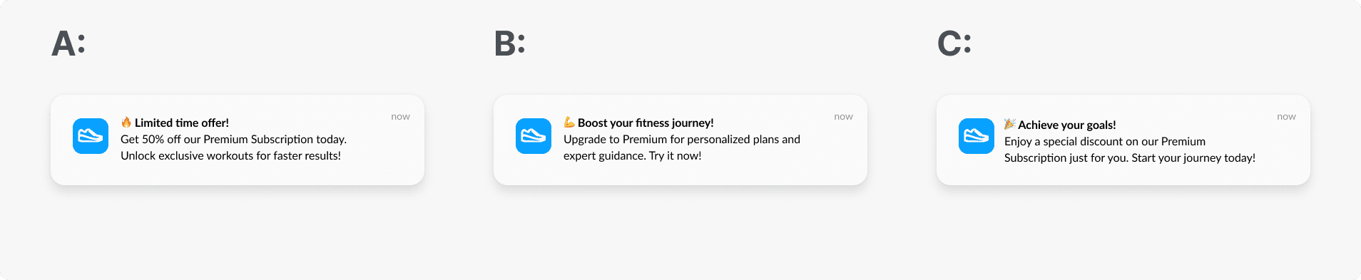 A/B/n testing push notifications