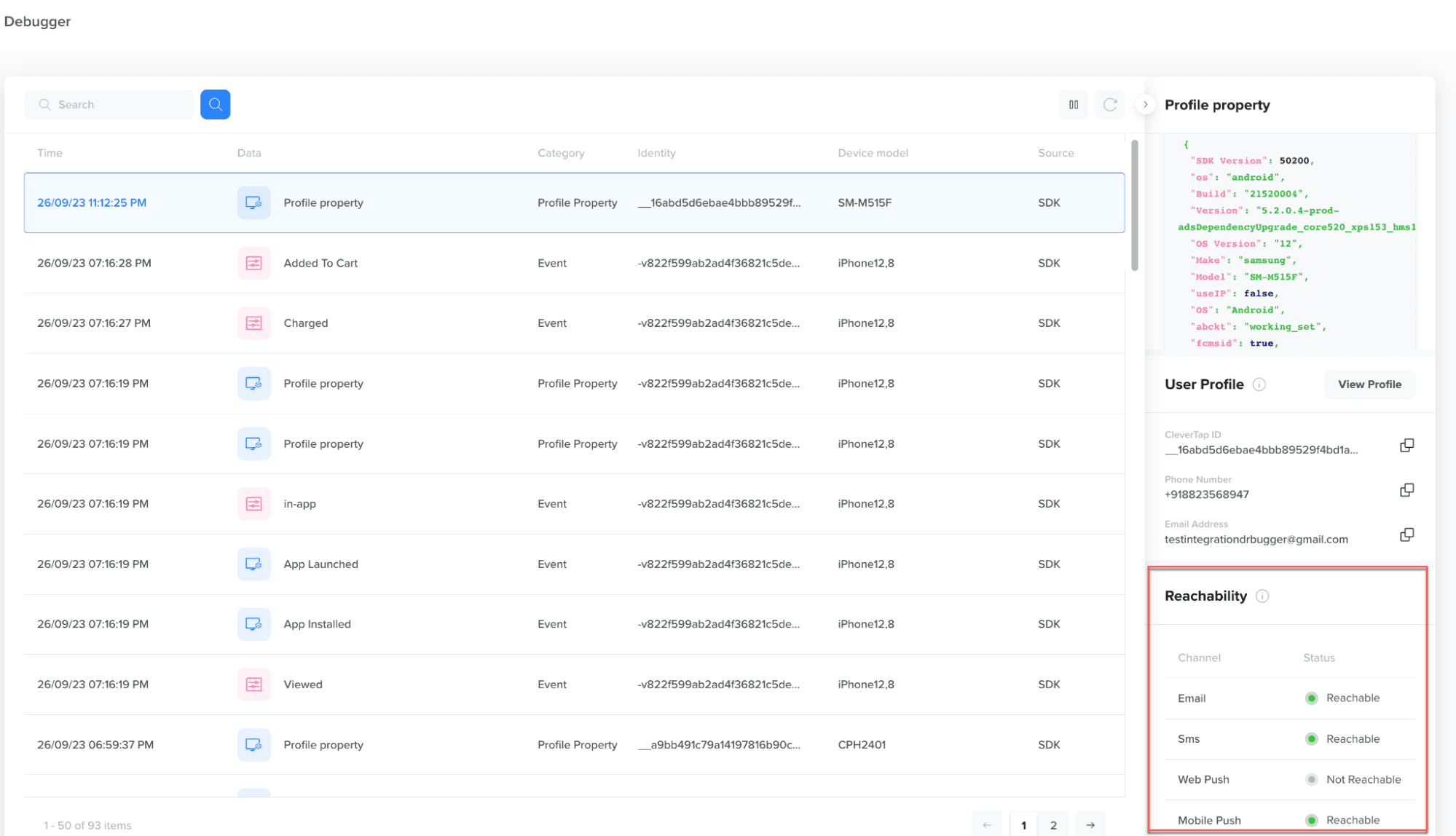 Reachability check CleverTap