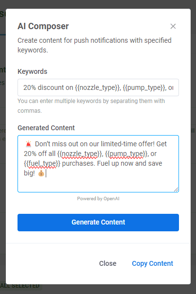 pushwoosh push ai composer