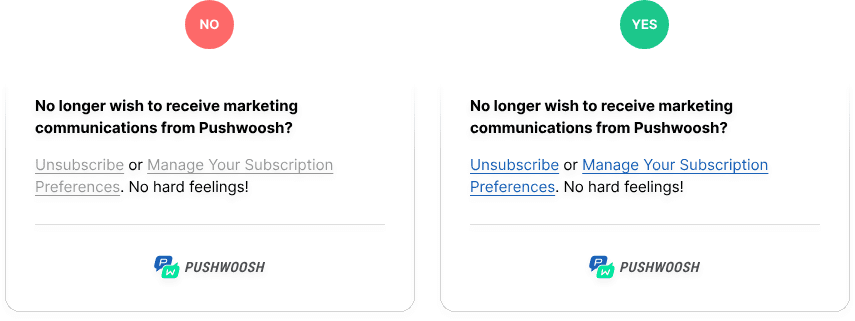 ensure email deliverability - Email unsubscribe example