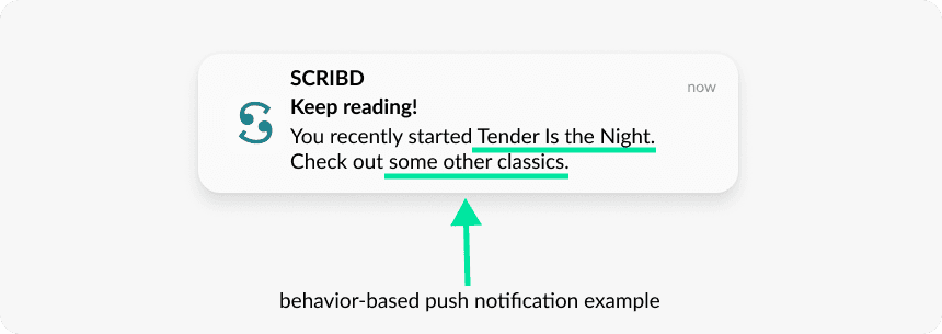 Behavior-based push notification example