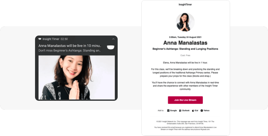 Live event email reminder example